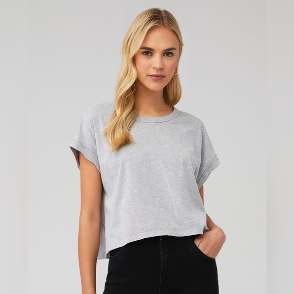 Free People We The Free You Rock Cotton Tee Short Sleeve Heather Grey size Small - Picture 1 of 9